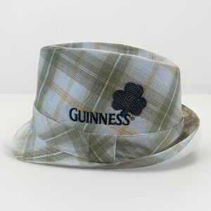 GUINNESS Irish M/L Hat Fedora Plaid Green St Patrick's Day Unisex Shamrock
